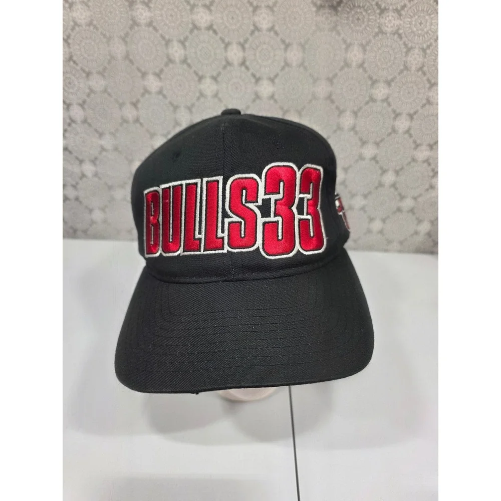 Chicago Bulls 33 Pippen‎ Starter Black Red Embroidered Snapback Hat Cap NBA